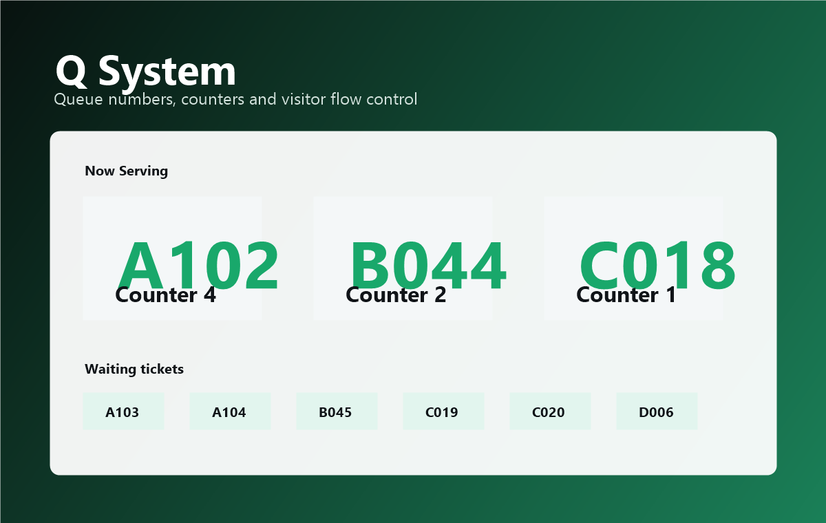 Q System queue management display